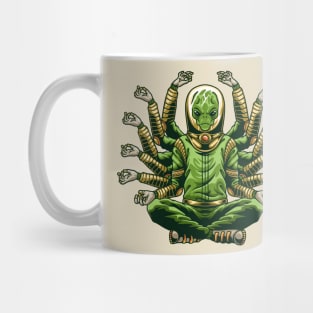 buddha alien doing yoga Mug